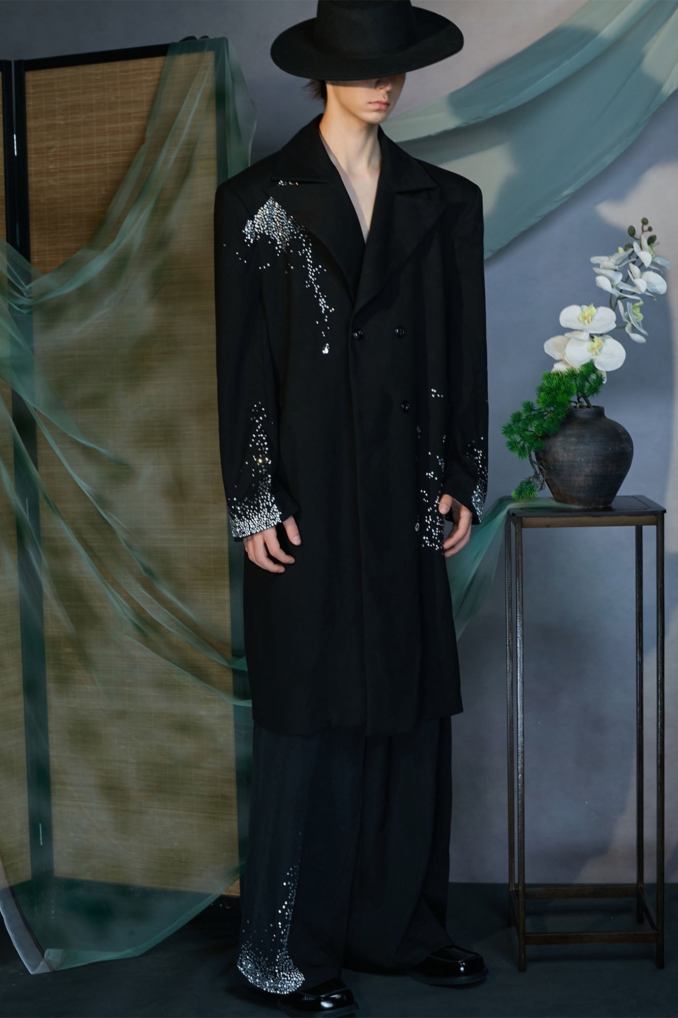 JIECHI Diamond Wide-Leg Pants-Pants-M-Free Shipping Leatheretro