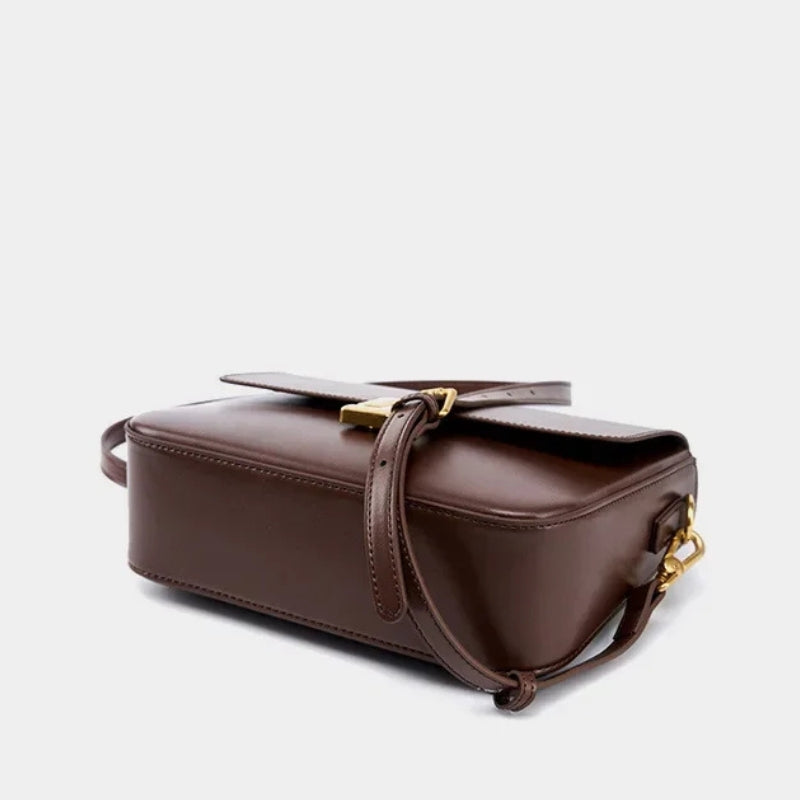 Genuine Leather Small Square Crossbody Bag - Women's Fashion Shoulder Handbags-Crossbody Bag-Black-Free Shipping Leatheretro