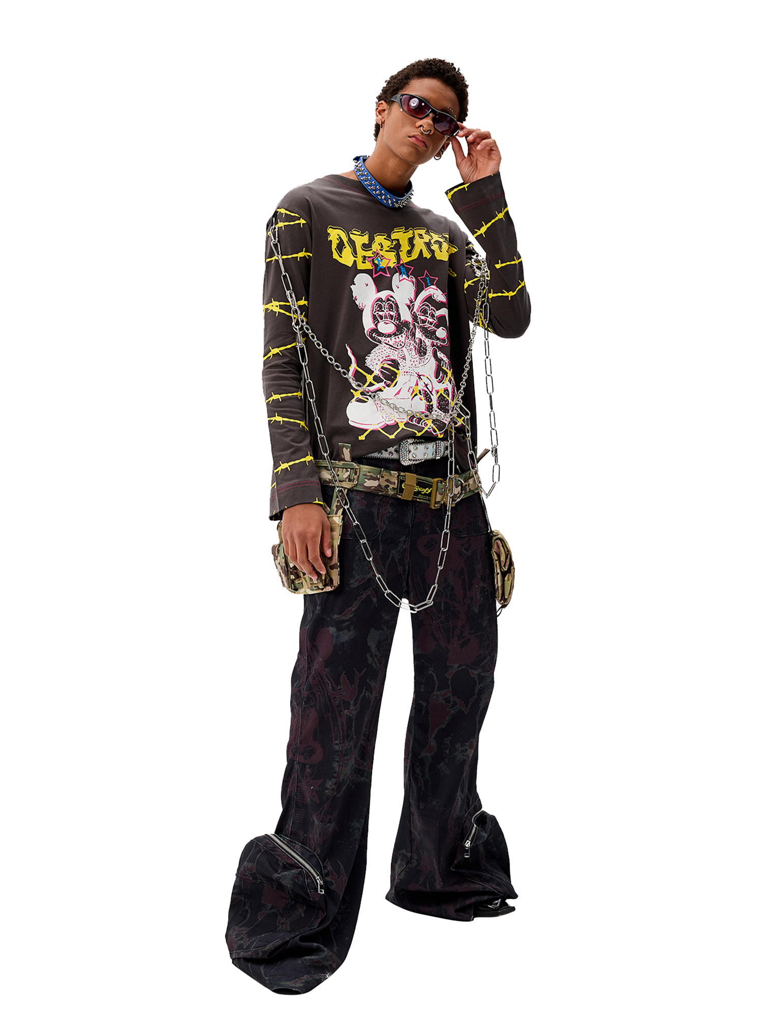 CYCYCY Punk Cartoon Mouse Graphic Long-Sleeve Tee-L/S Tee-S-Free Shipping Leatheretro