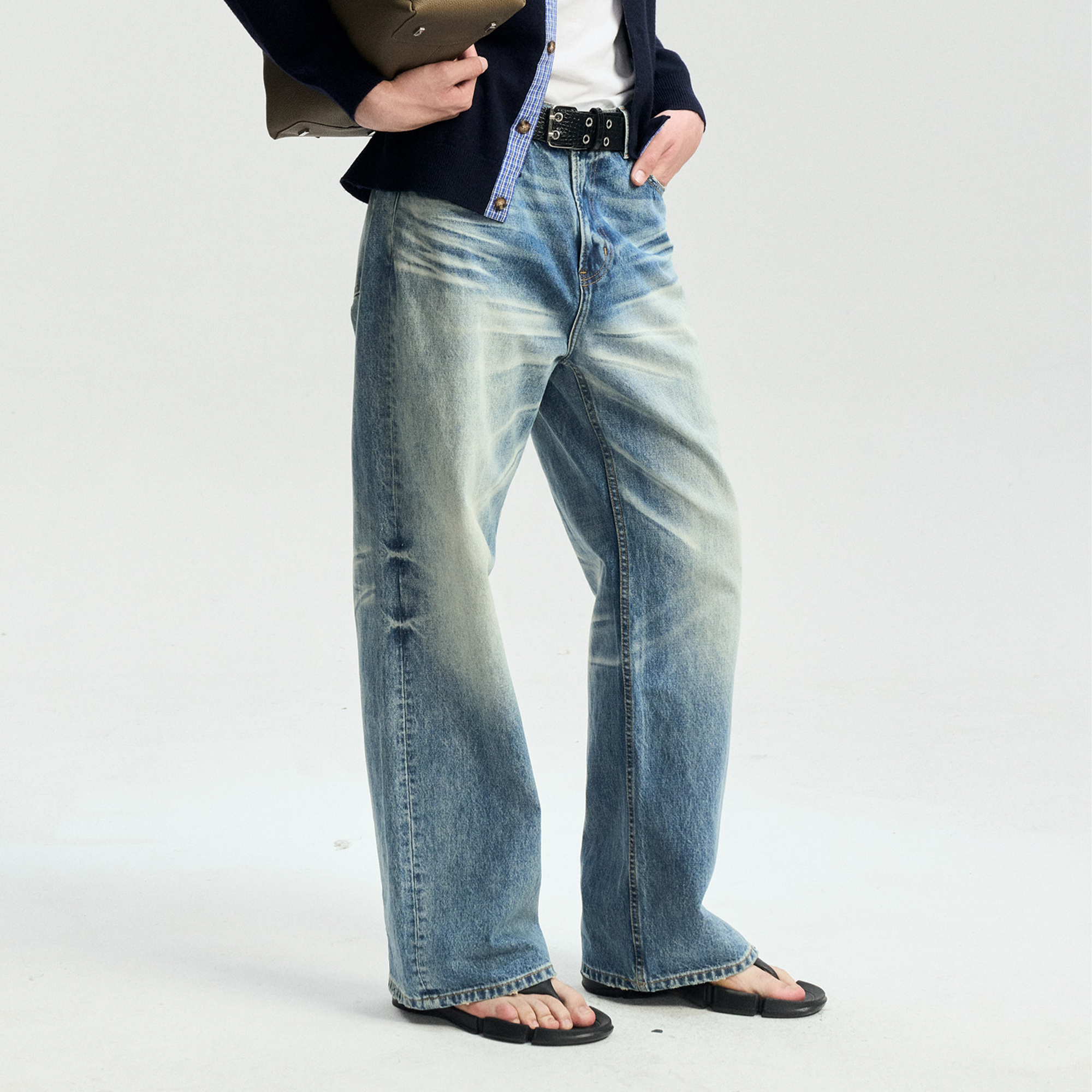 LEONSENSE Whiskering Washed Straight-Leg Jeans-Jeans-S (Preorder)-Free Shipping Leatheretro