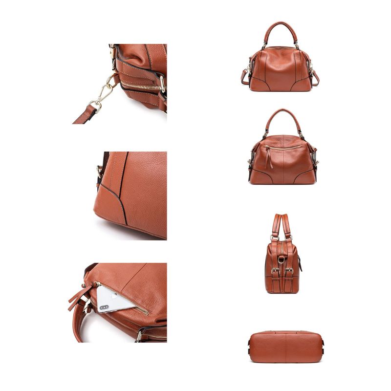 Top Layer Cowhide Handbag – All-Match Genuine Leather Bag for Women-Handbags-Brown-Free Shipping Leatheretro