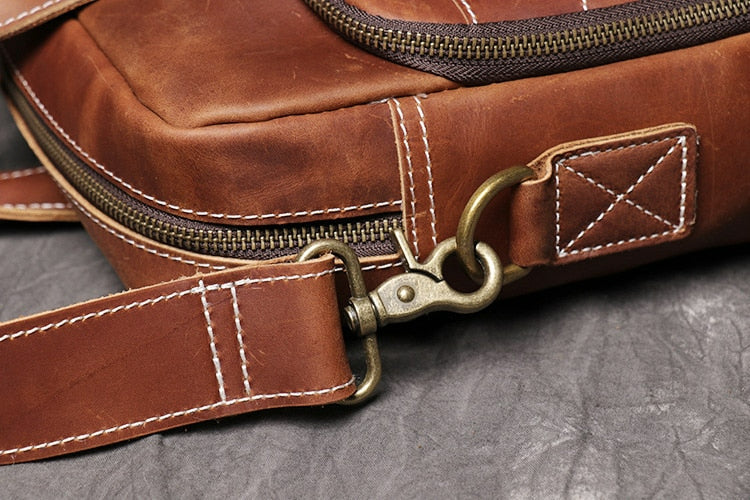 Men's Genuine Leather Vintage Briefcase-Briefcase-Dark Brown-Free Shipping Leatheretro