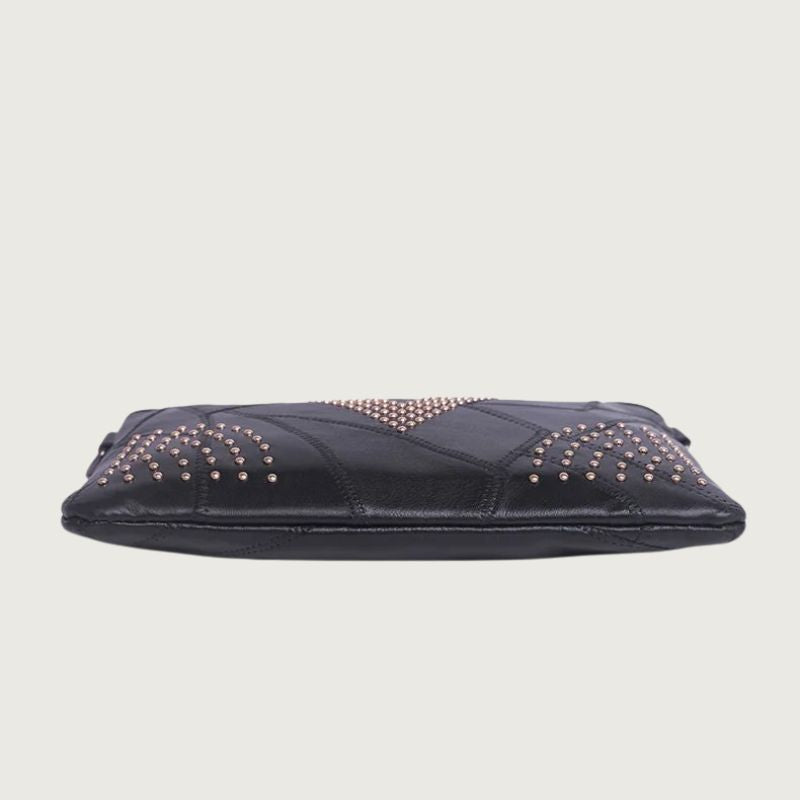 Women’s Black Rivet Shoulder Bag – Small Crossbody Messenger Handbag-Handbags-Black-Free Shipping Leatheretro