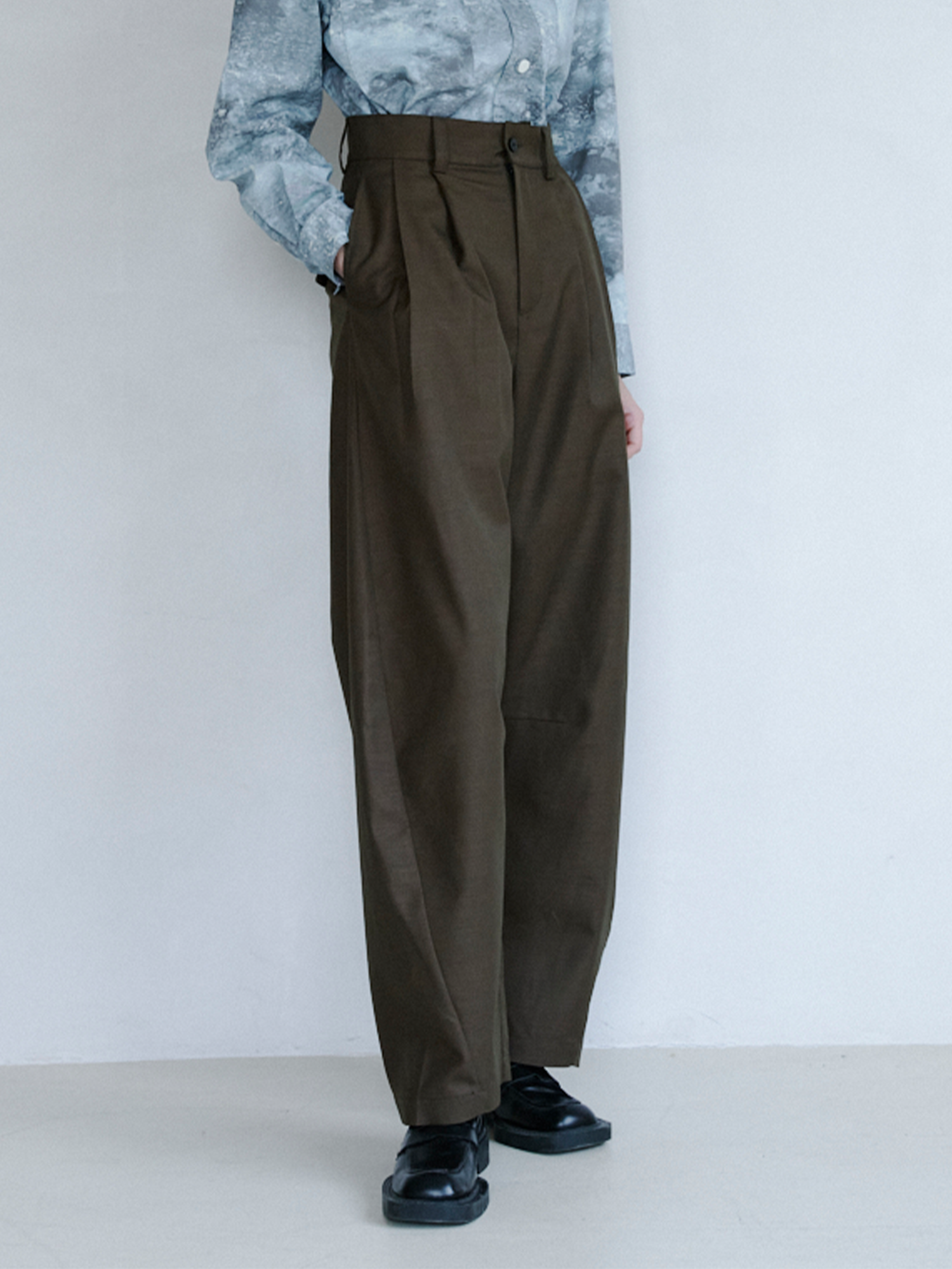 GRAINMUSTARD Retro Pleated High-Waist Wide-Leg Trousers-Pants-XS (Preorder)-Green-Free Shipping Leatheretro