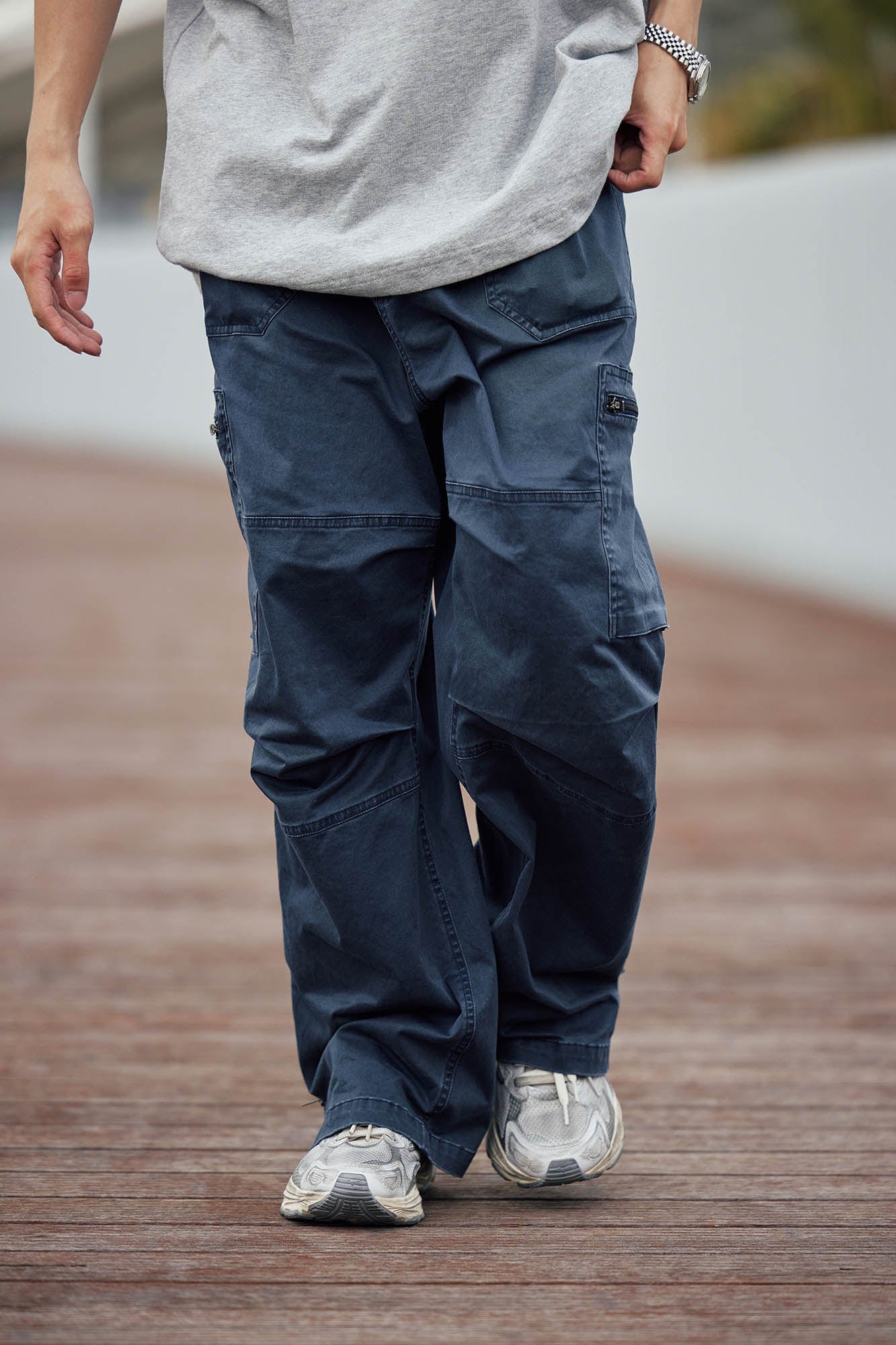 BANANA CLUB Zippered-Hem Multi-Pocket Crinkled Cargo Pants-Pants-S-Brown-Free Shipping Leatheretro