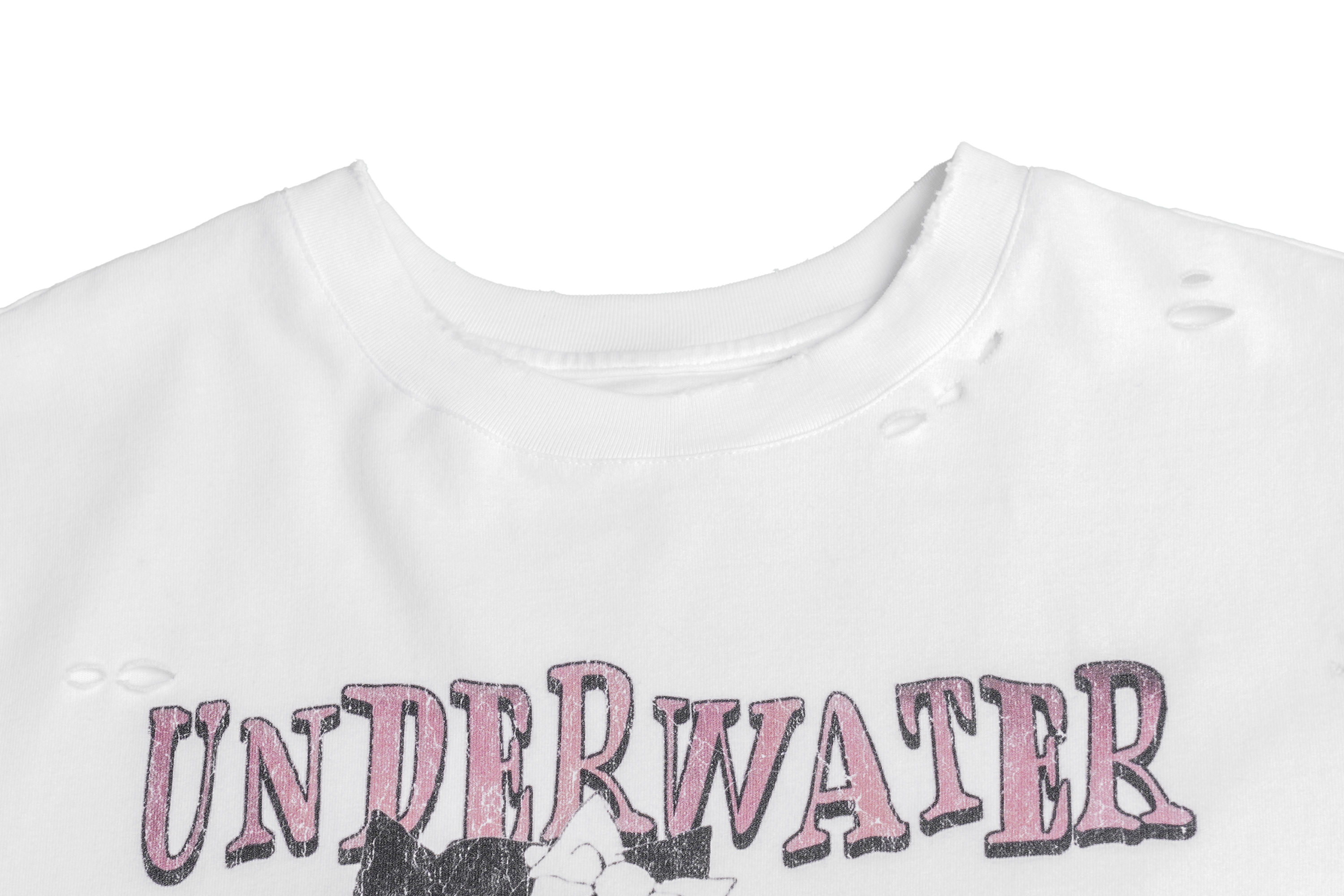 UNDERWATER Distressed Black Cat Graphic T-Shirt-T Shirt-S-Free Shipping Leatheretro