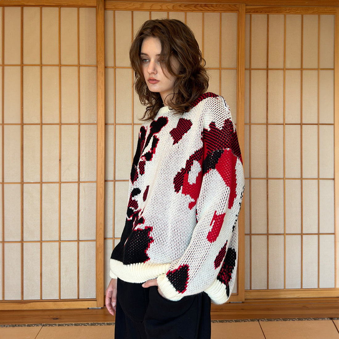 MIICHOUS Annan Lake Abstract Crewneck Sweater-Sweater-S-White-Free Shipping Leatheretro