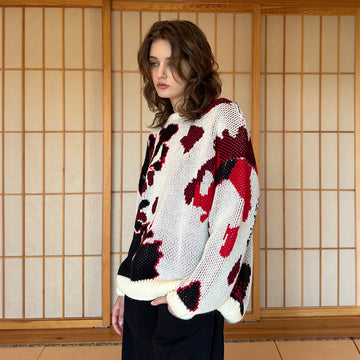 MIICHOUS Annan Lake Abstract Crewneck Sweater-Sweater-S-White-Free Shipping Leatheretro