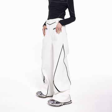 49PERCENT Paneled Zipper Wide-Leg Pants-Pants-XS-Free Shipping Leatheretro