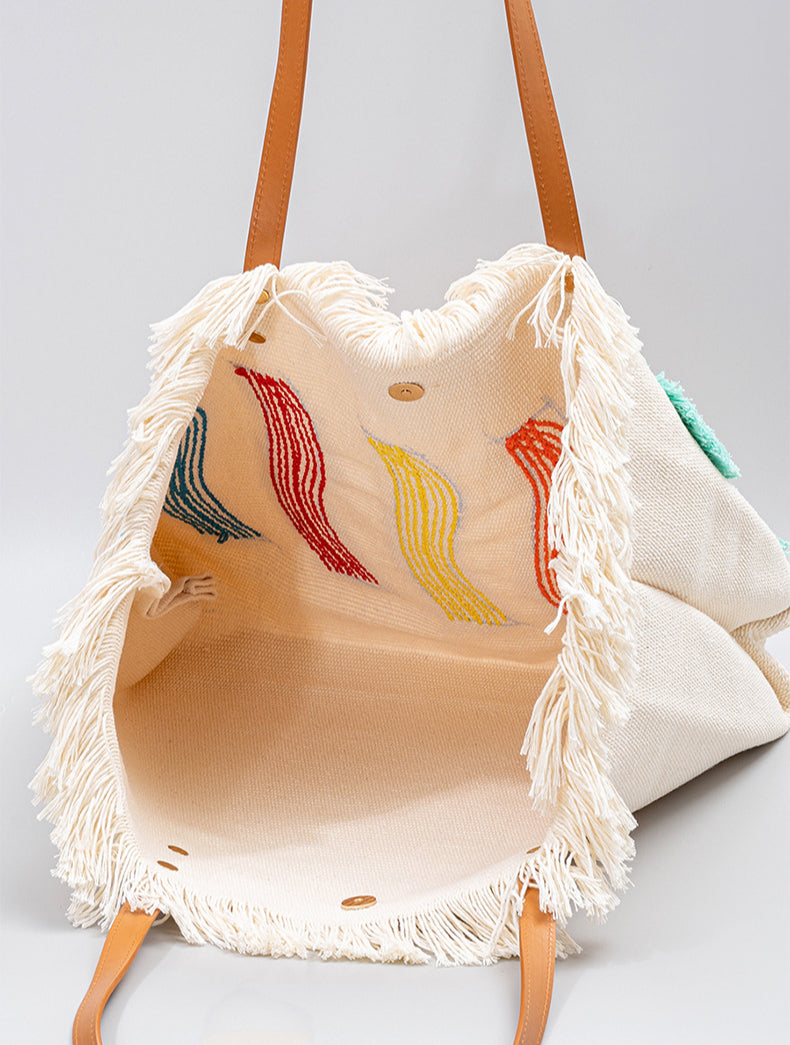 Premium Canvas Rainbow Handbag with Large Capacity Tote Bag-YX23004-1-50*10*32CM-Free Shipping Leatheretro