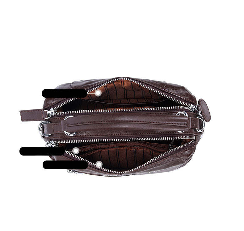 Vintage Boston Leather Crossbody Bag-Handbags-Coffee-Free Shipping Leatheretro