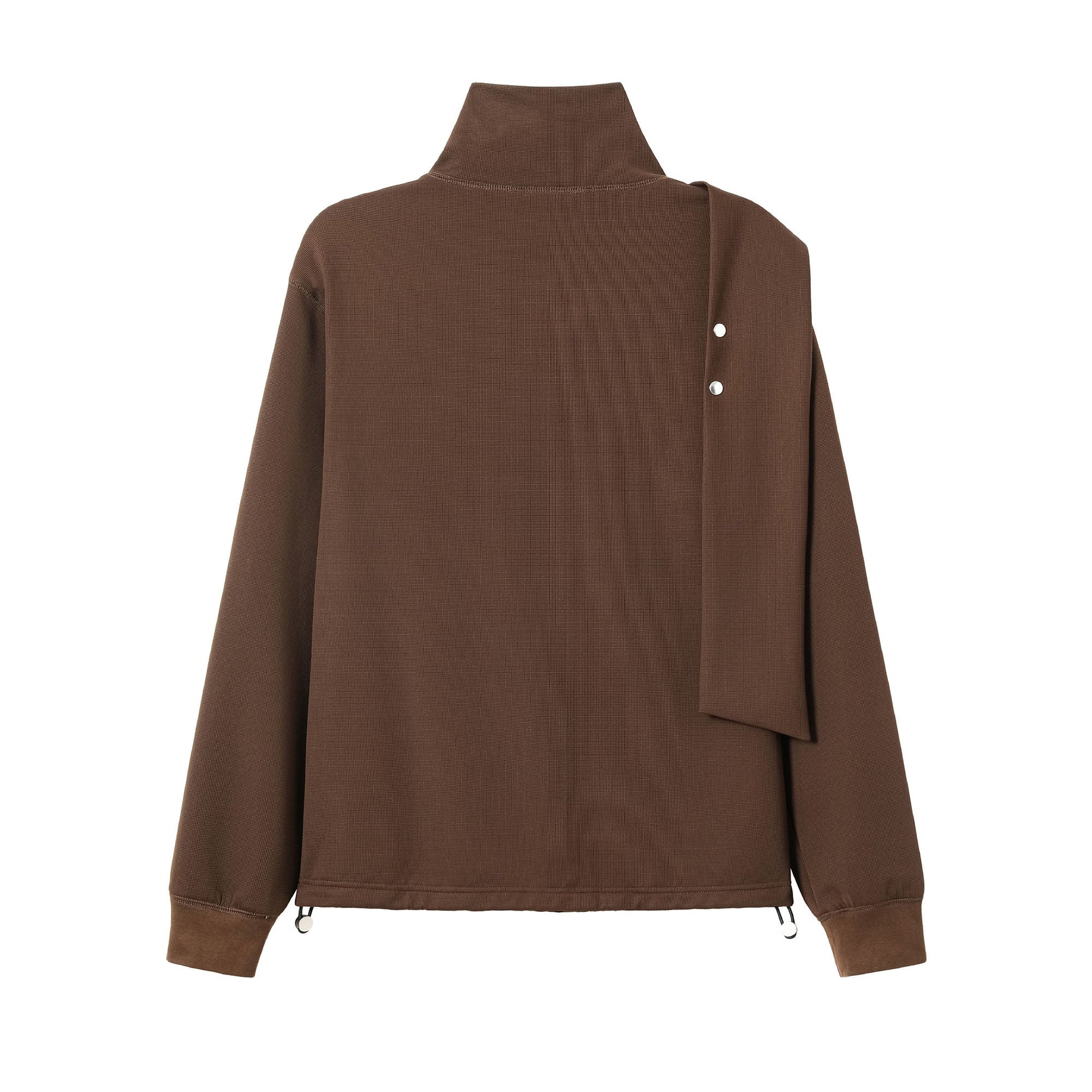 ALVNG AR ANTS Asymmetric Scarf-Neck High-Collar Pullover-Sweatshirt-S-Black-Free Shipping Leatheretro