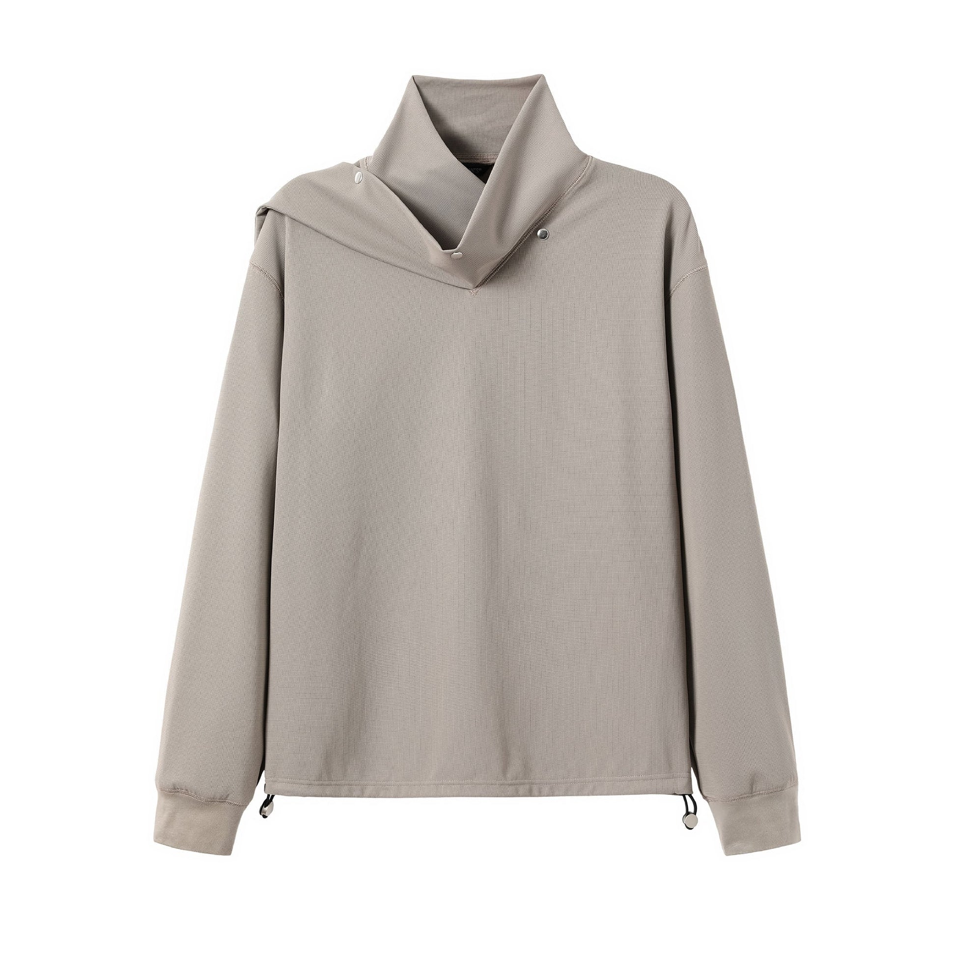 ALVNG AR ANTS Asymmetric Scarf-Neck High-Collar Pullover-Sweatshirt-S-Black-Free Shipping Leatheretro