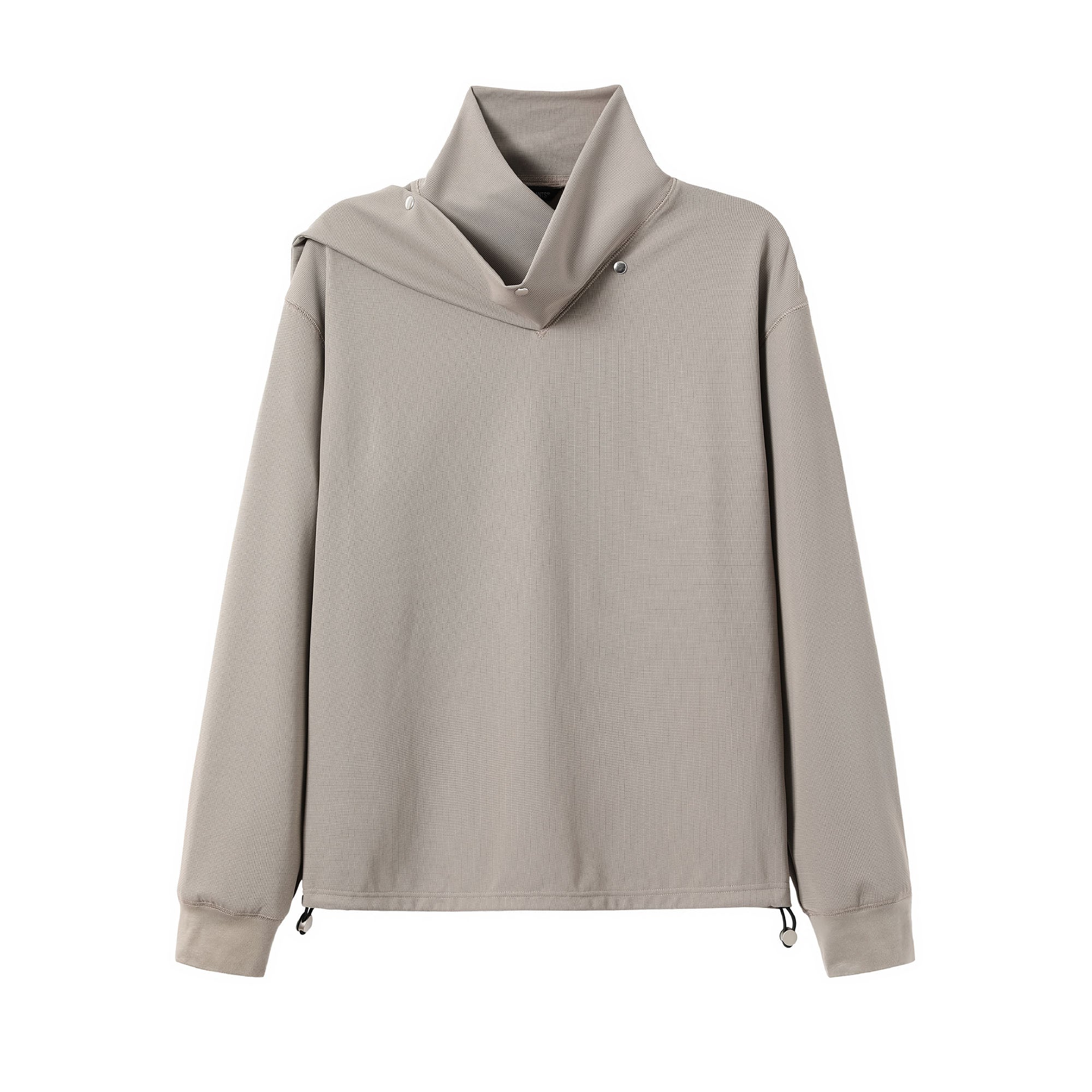 ALVNG AR ANTS Asymmetric Scarf-Neck High-Collar Pullover-Sweatshirt-S-Black-Free Shipping Leatheretro