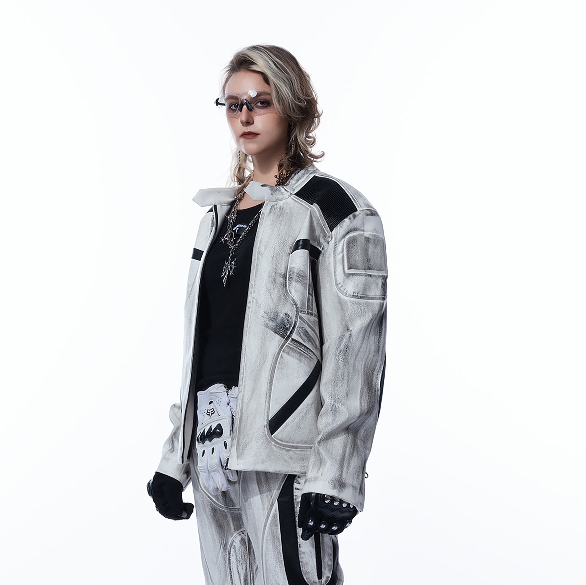 MOGONGSHE Distressed Techwear PU Moto Jacket-Jacket-M-Free Shipping Leatheretro