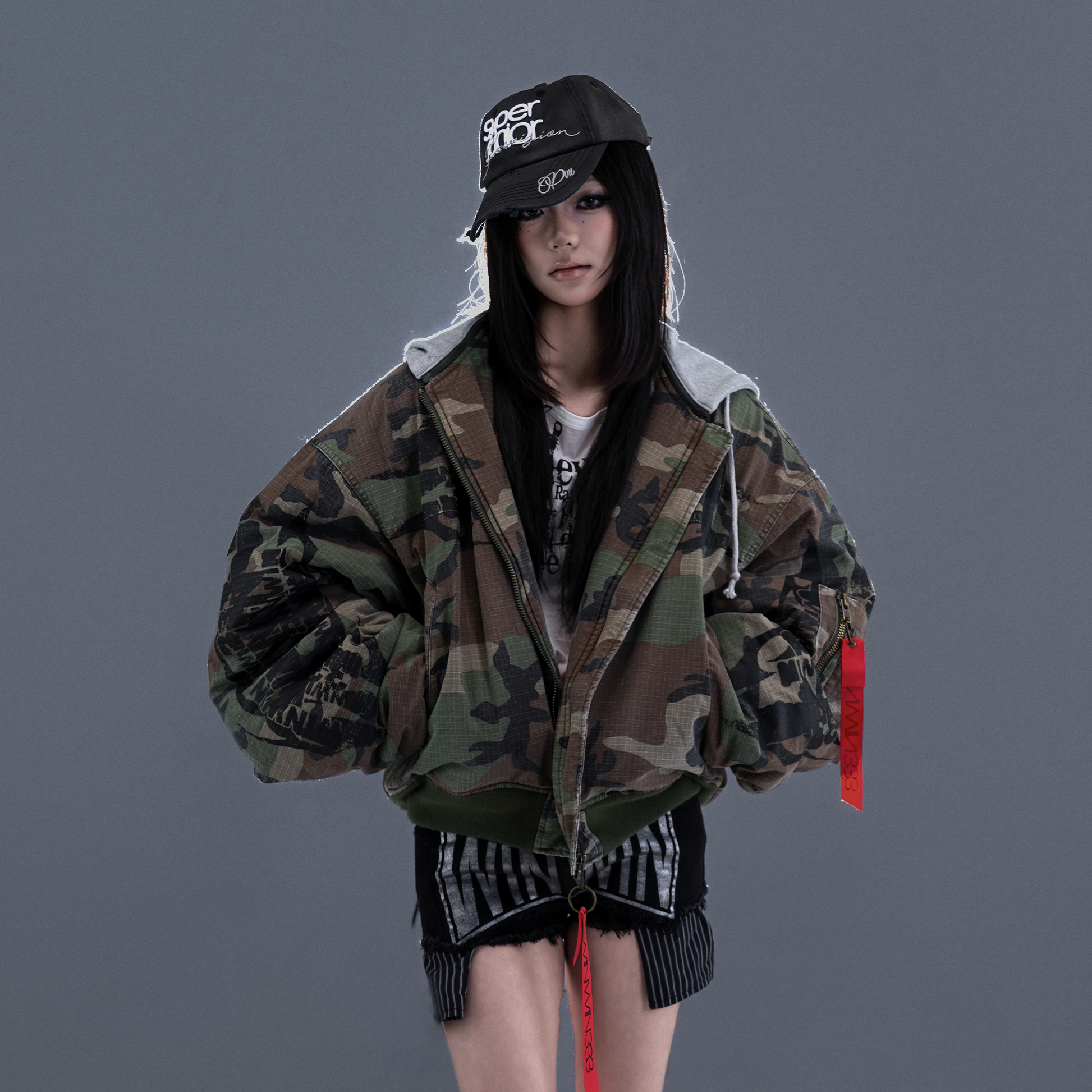 PCCVISION Detachable-Hood Camo Bomber-Jacket-S-Free Shipping Leatheretro