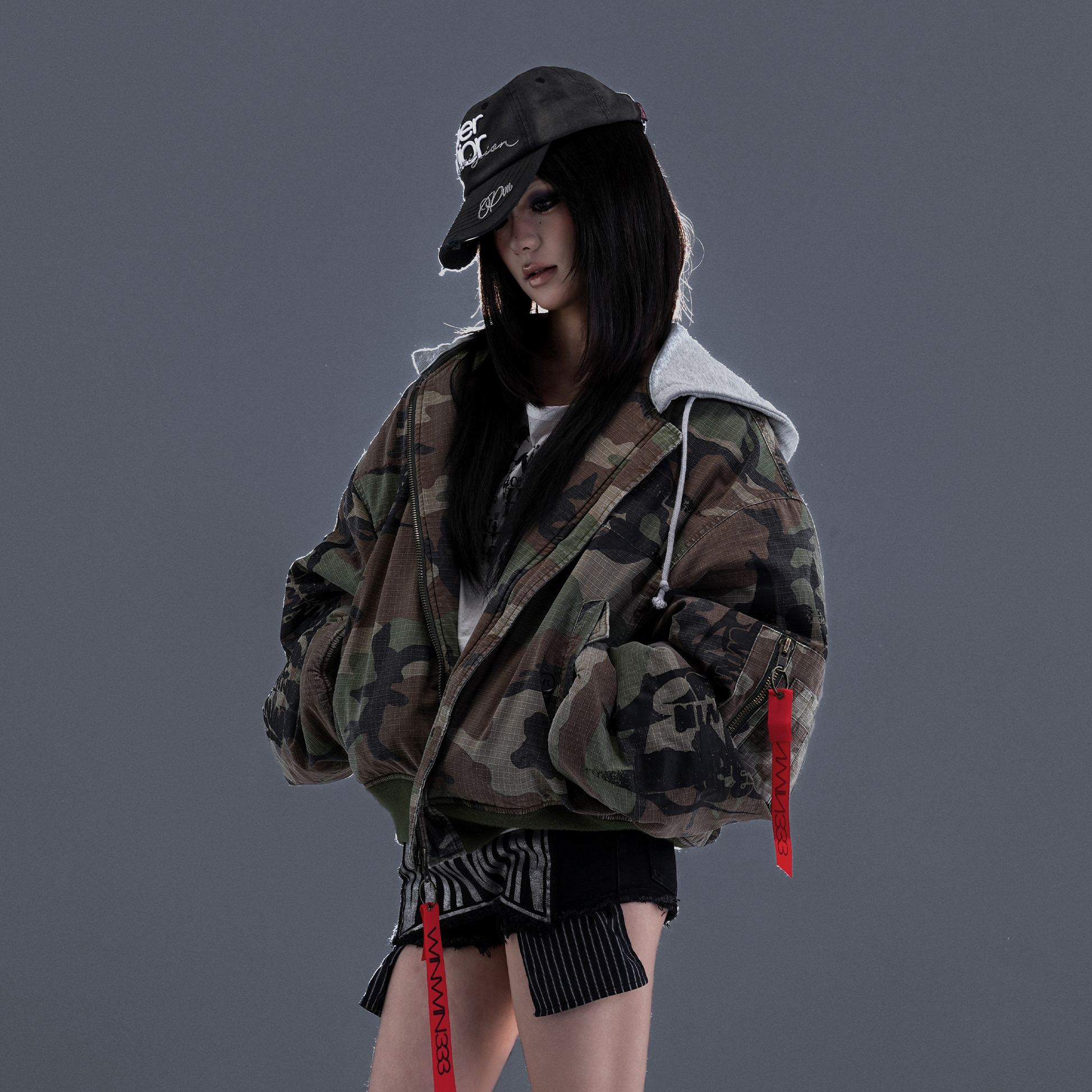 PCCVISION Detachable-Hood Camo Bomber-Jacket-S-Free Shipping Leatheretro