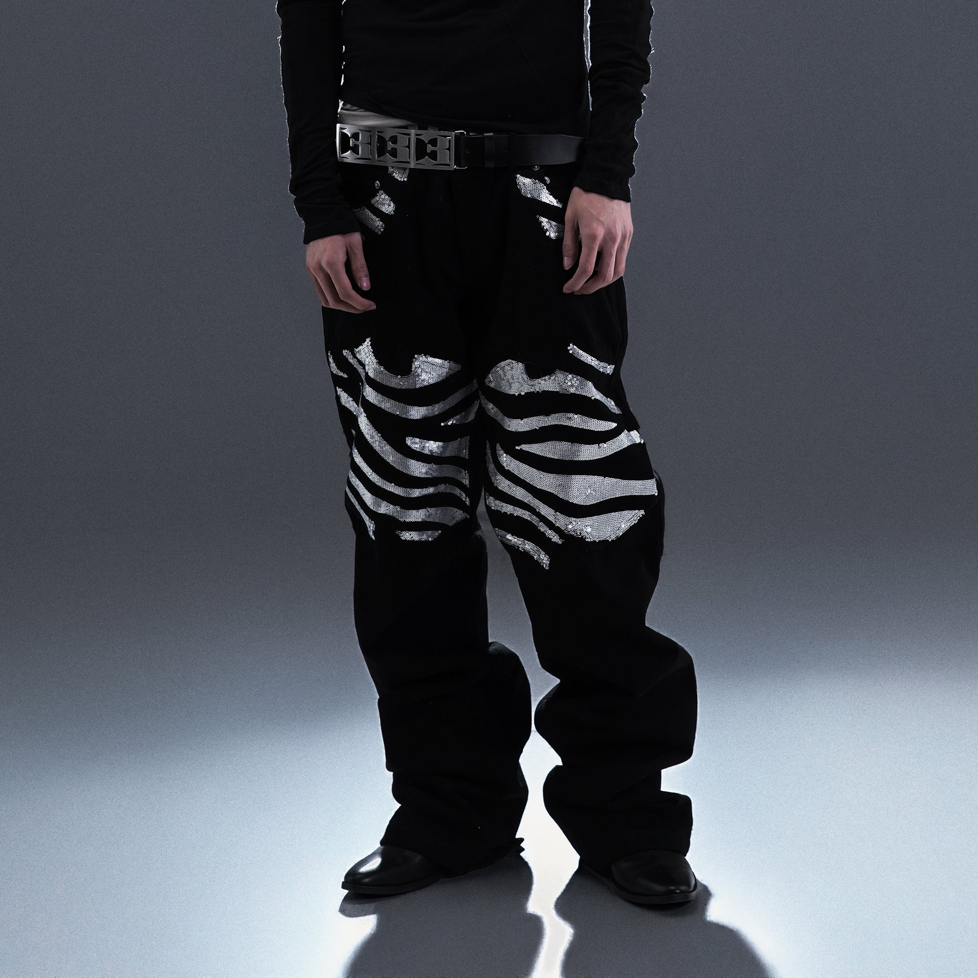 PCCVISION Silver Tiger Sequin Jeans-Jeans-S-Free Shipping Leatheretro