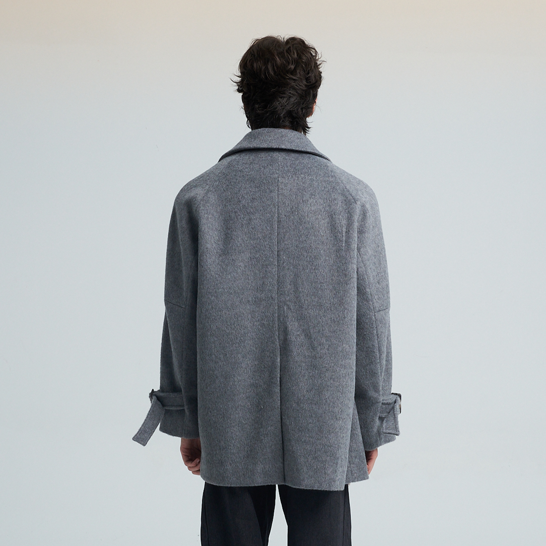 SAME FLOW Double-Breasted Wool-Blend Trench Coat-Jacket-S-Free Shipping Leatheretro