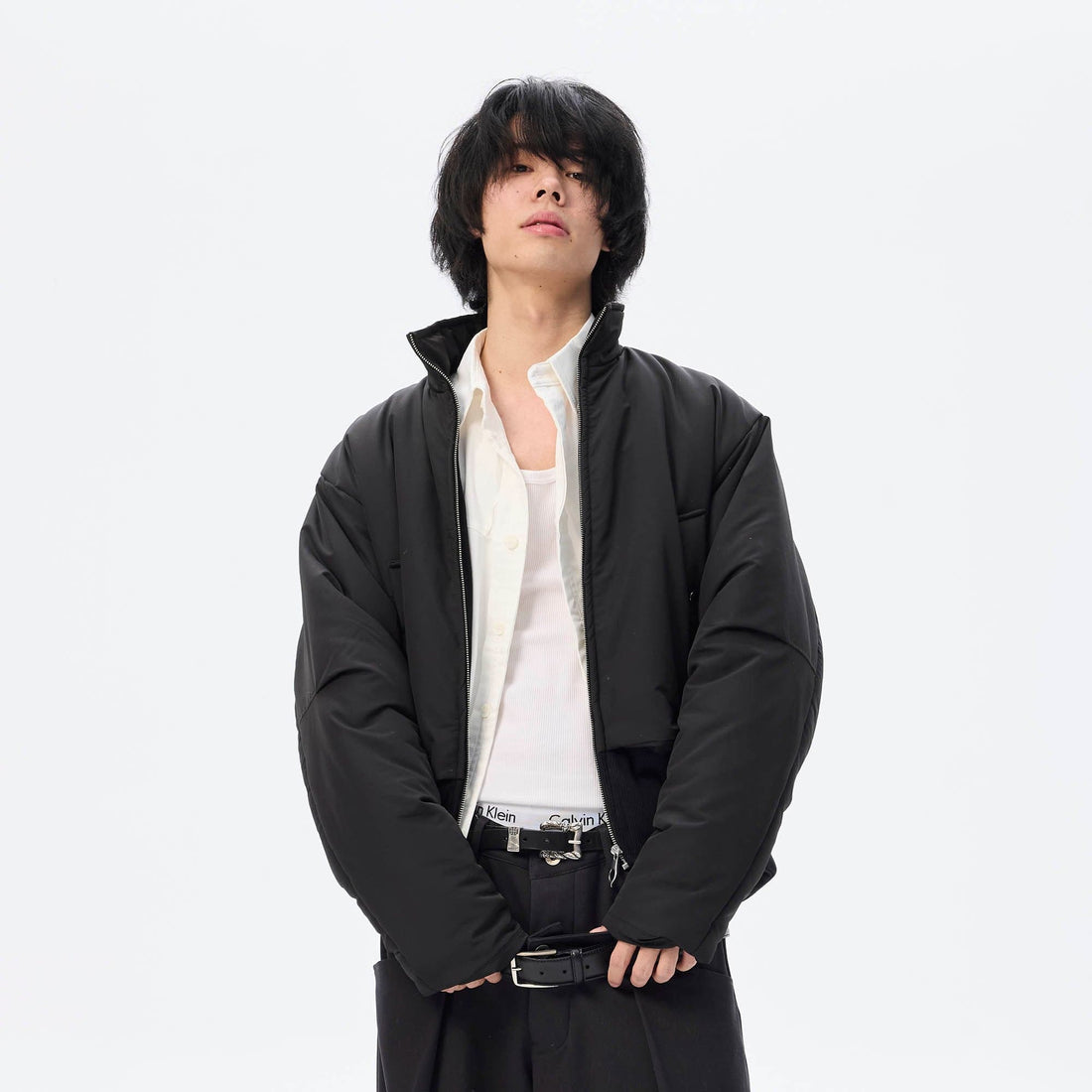 WHISTLEHUNTER Essential Stand Collar Cropped Puffer Jacket-Jacket-S-Free Shipping Leatheretro