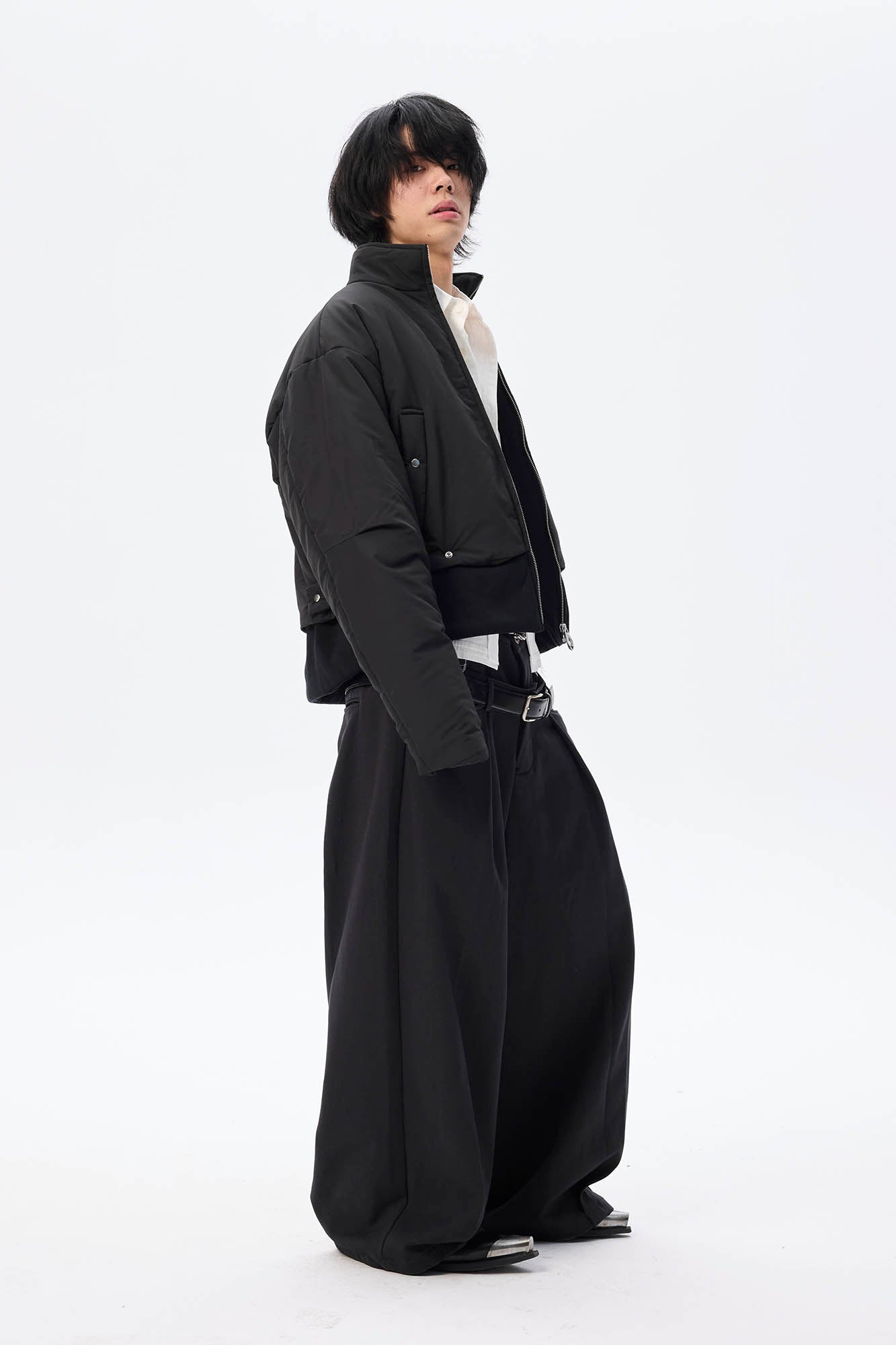 WHISTLEHUNTER Essential Stand Collar Cropped Puffer Jacket-Jacket-S-Free Shipping Leatheretro