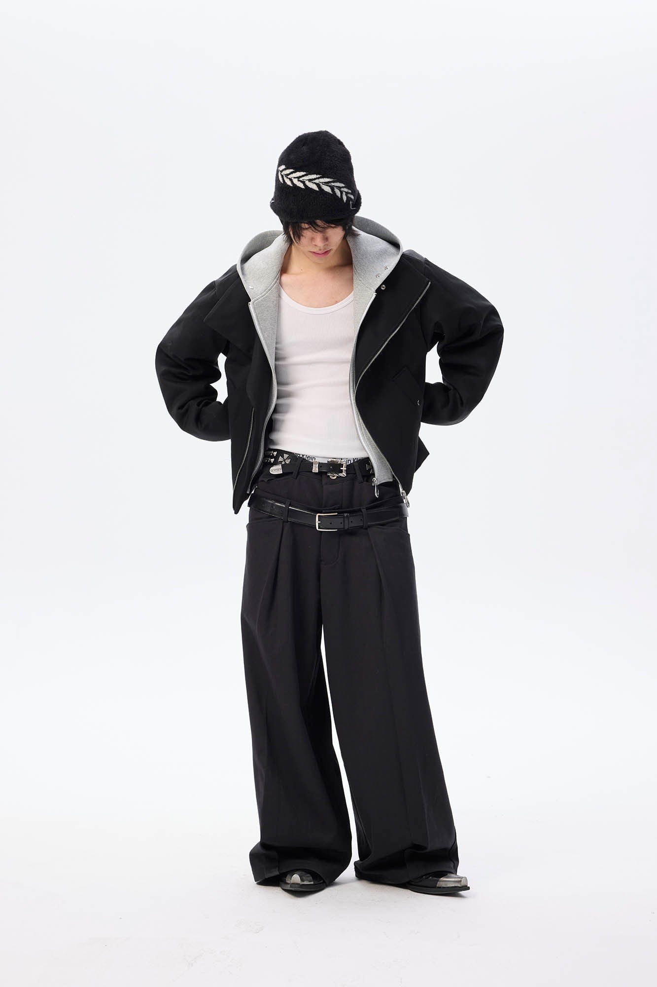 WHISTLEHUNTER Asymmetrical Zipper Detachable Hooded Layered Jacket-Jacket-S-Free Shipping Leatheretro