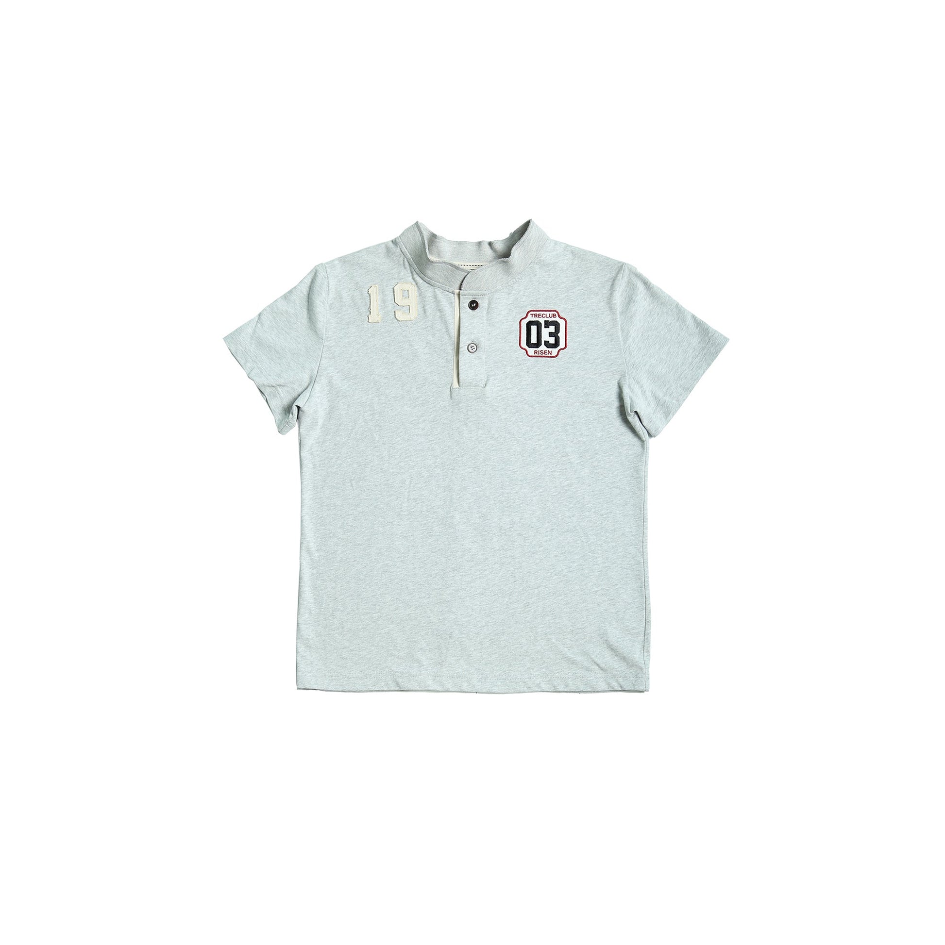 TRECLUB Retro Star Stripe Stand-Collar Polo T-Shirt-T Shirt-S (preorder)-Free Shipping Leatheretro