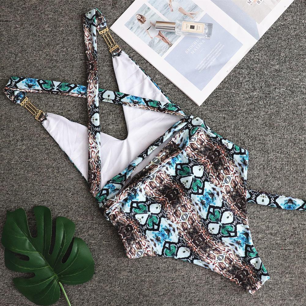 Sanke Print Backless Sexy Summer Beach Swimwear-Women Swimwear-Snake Bikini-S-Free Shipping Leatheretro