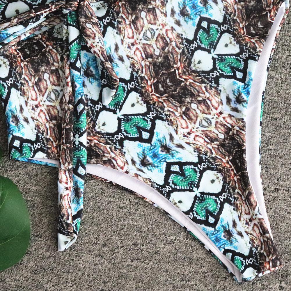 Sanke Print Backless Sexy Summer Beach Swimwear-Women Swimwear-Snake Bikini-S-Free Shipping Leatheretro