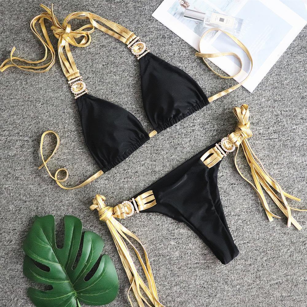 Sexy Backless Bikni Swimsuits-Women Swimwear-Black-S-Free Shipping Leatheretro