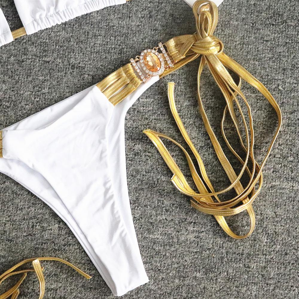 Sexy Backless Bikni Swimsuits-Women Swimwear-White-S-Free Shipping Leatheretro