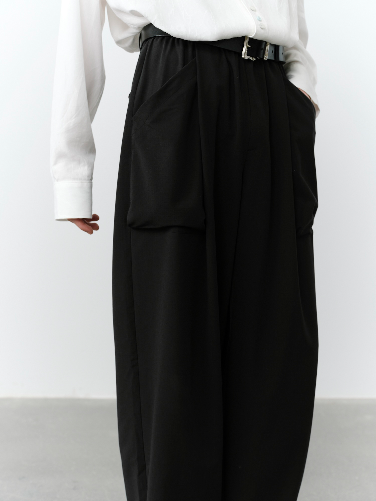 GRAINMUSTARD Retro Patch Pocket Pleated High-Waist Trousers-Pants-XS-Dark Gray-Free Shipping Leatheretro