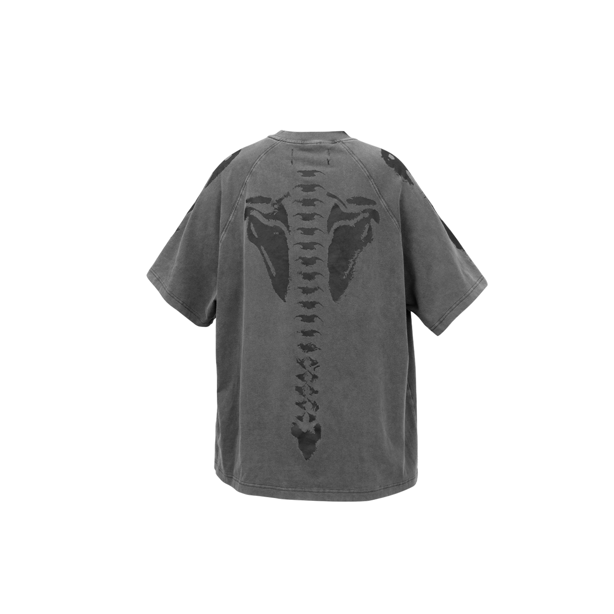 RELABEL Distressed Skeleton Graphic Oversized T-Shirt-T Shirt-XS-White-Free Shipping Leatheretro