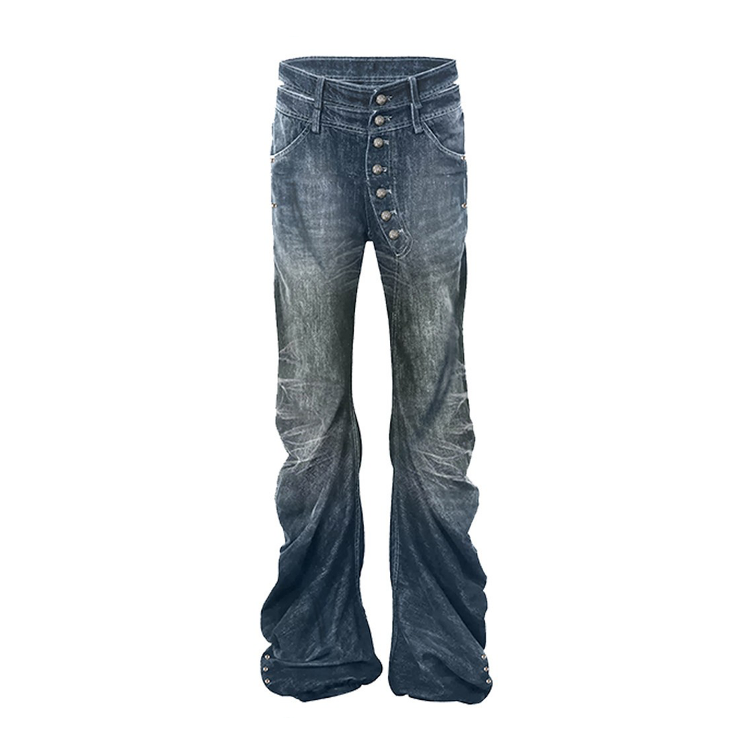 PAIKI Sword Slash Washed Curved Jeans-Jeans-S / 31"-Black (Preorder)-Free Shipping Leatheretro