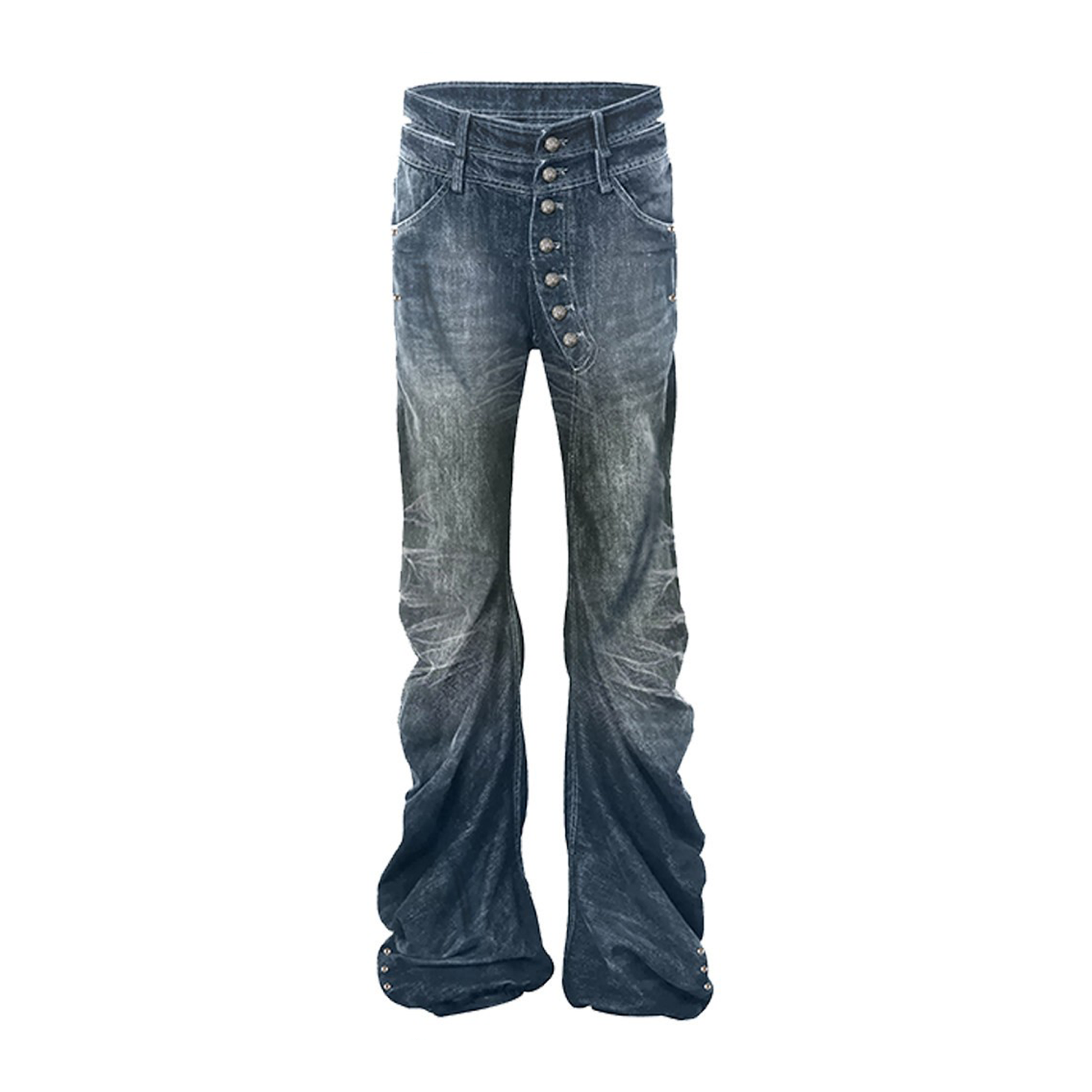 PAIKI Sword Slash Washed Curved Jeans-Jeans-S / 31"-Blue (Preorder)-Free Shipping Leatheretro