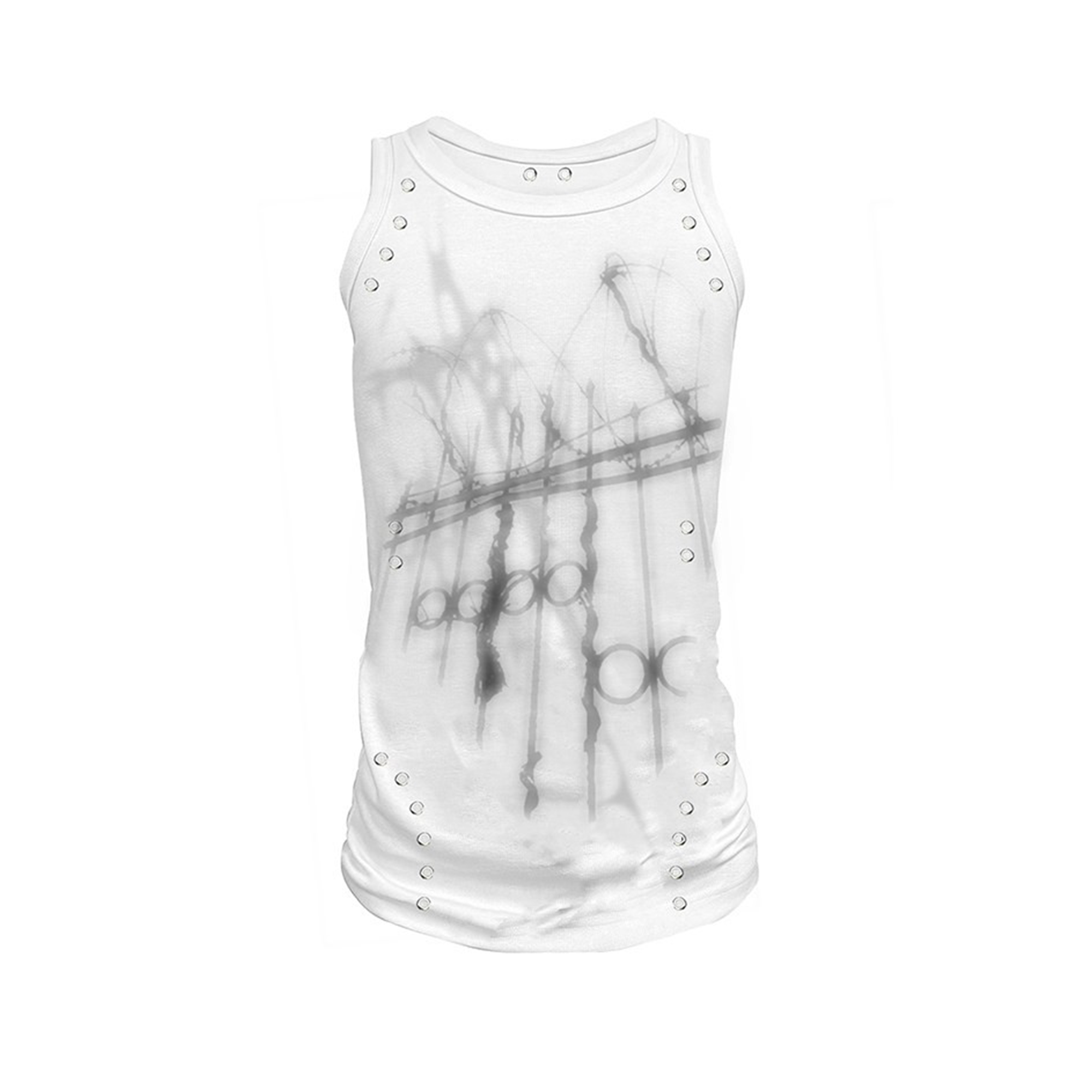 PAIKI Grommet Lightning Graphic Slim Tank Top-Tank Top-S-White-Free Shipping Leatheretro