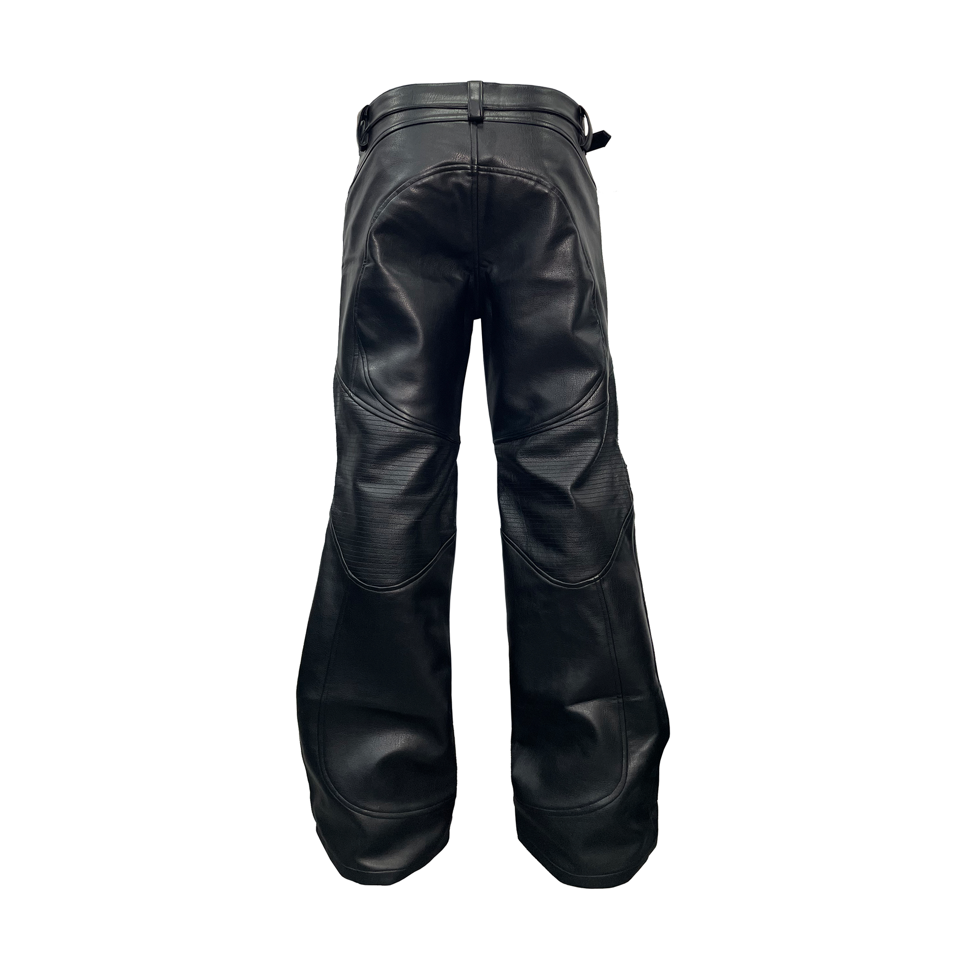 PCCVISION Pleated Knee Flare Faux Leather Pants-Pants-S-Free Shipping Leatheretro