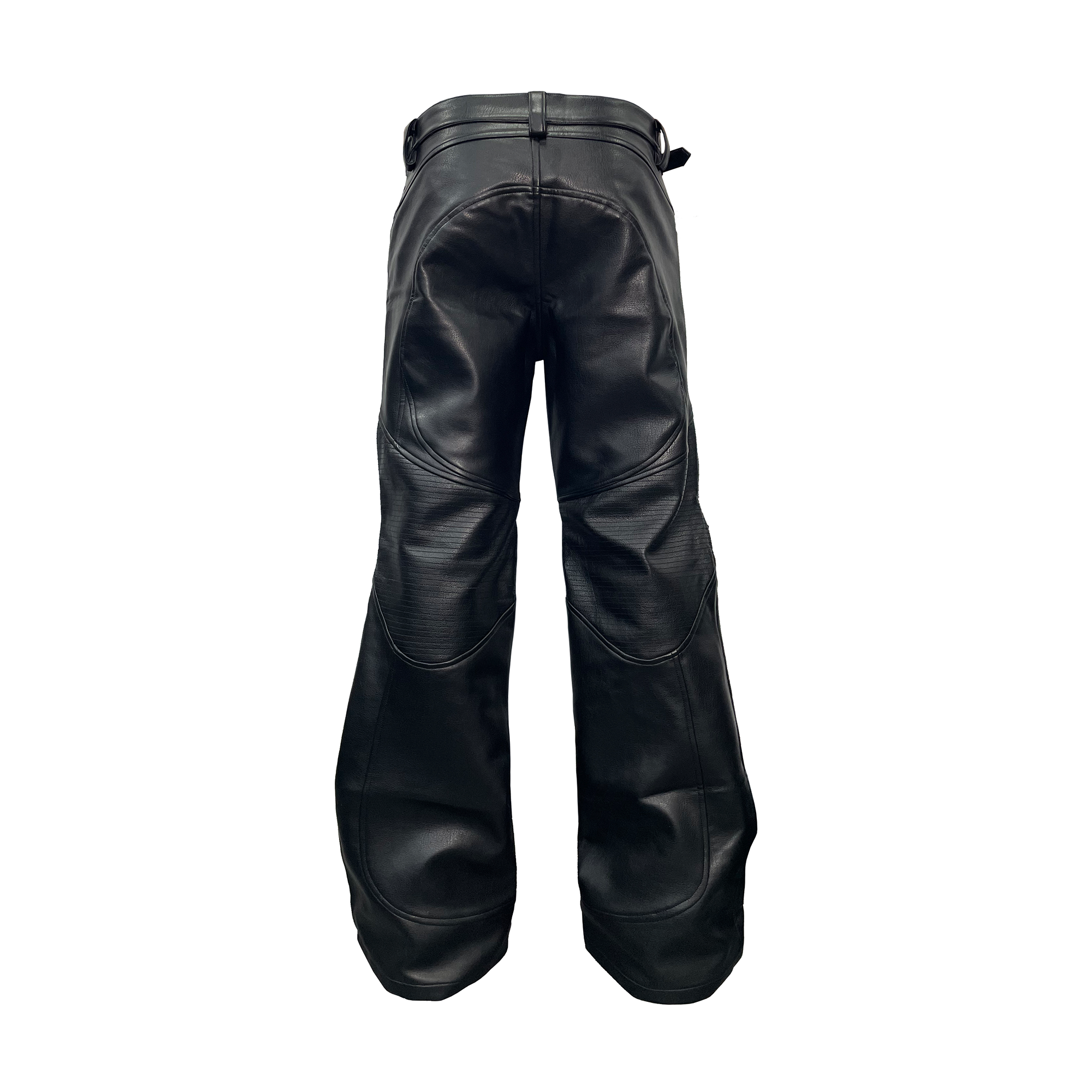 PCCVISION Pleated Knee Flare Faux Leather Pants-Pants-S-Free Shipping Leatheretro
