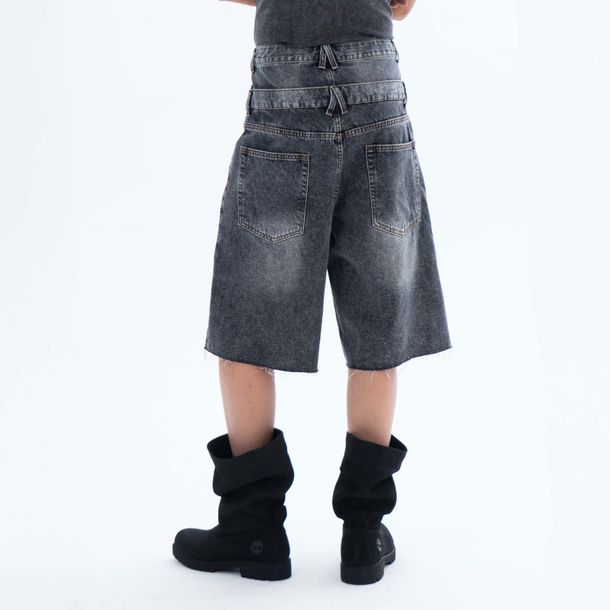 CLP Retro Washed Double-Waist Denim Shorts-Shorts-M / 30"-Free Shipping Leatheretro