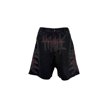 PCCVISION Washed Distressed Graphic Denim Shorts-Shorts-S (Preorder)-Free Shipping Leatheretro