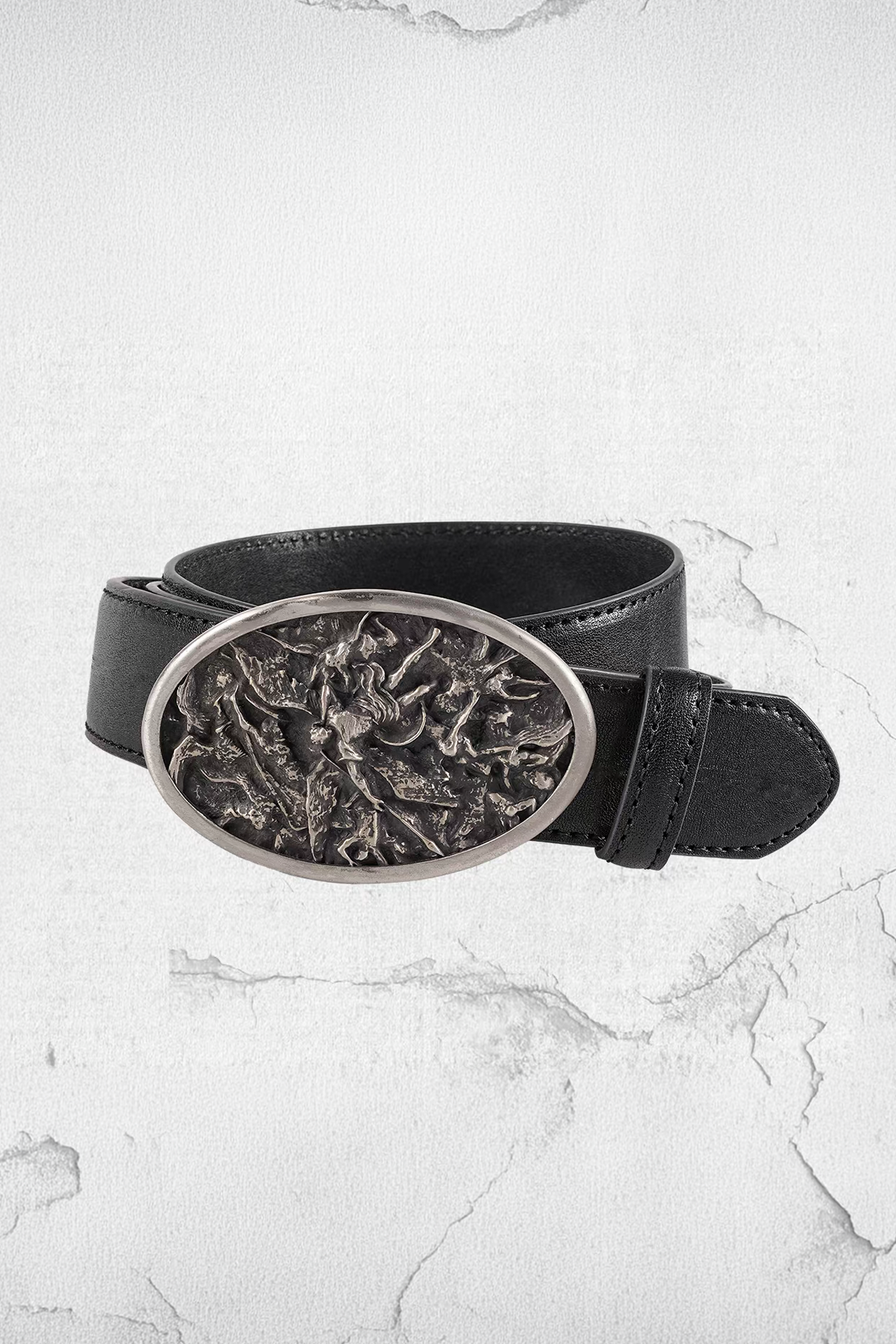 UNDERWATER Lucifer Buckle Calf Leather Belt-Accessories-One Size-Black-Free Shipping Leatheretro