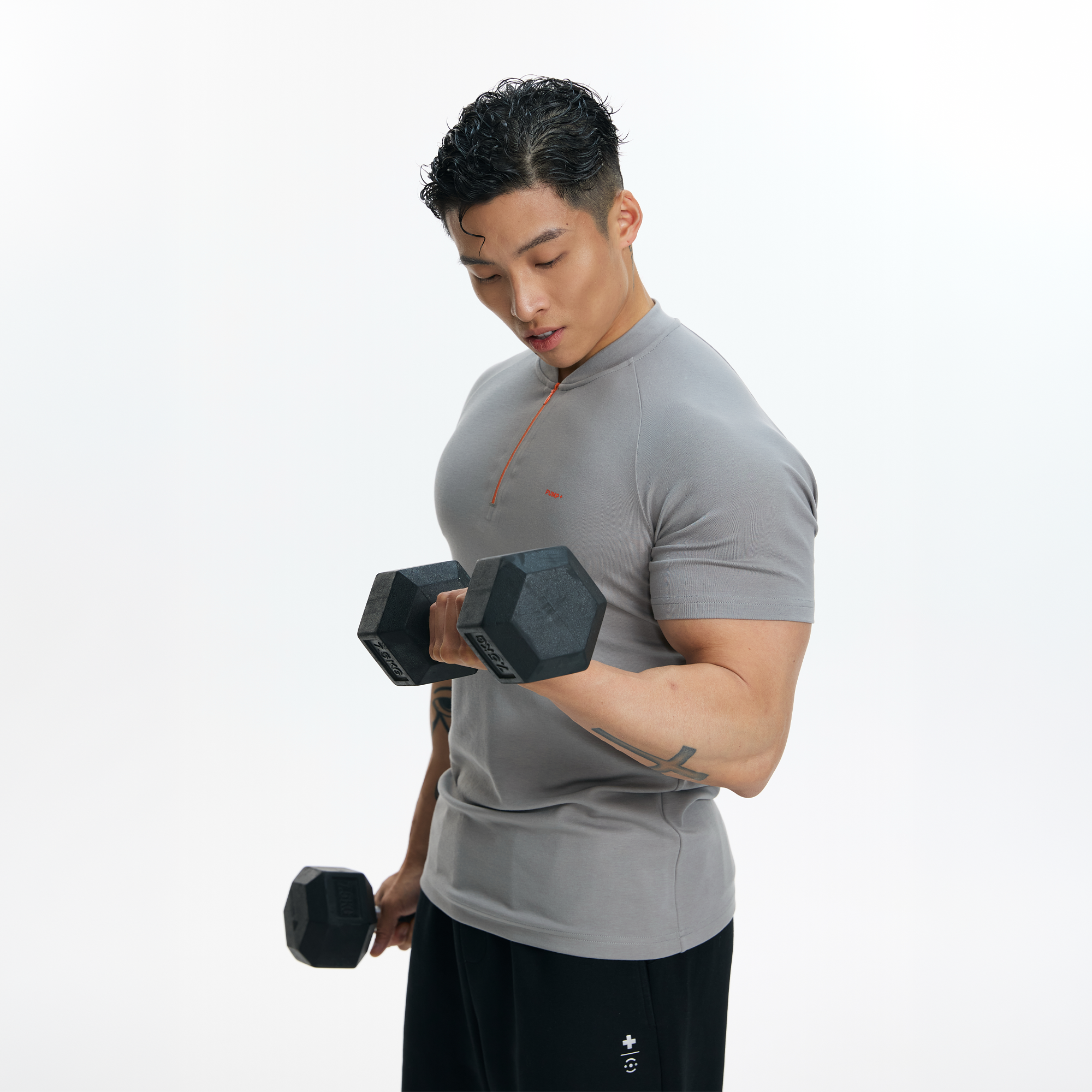 PUMPPLUS Antibacterial Half-Zip Slim Sports Tee-T Shirt-M-Free Shipping Leatheretro
