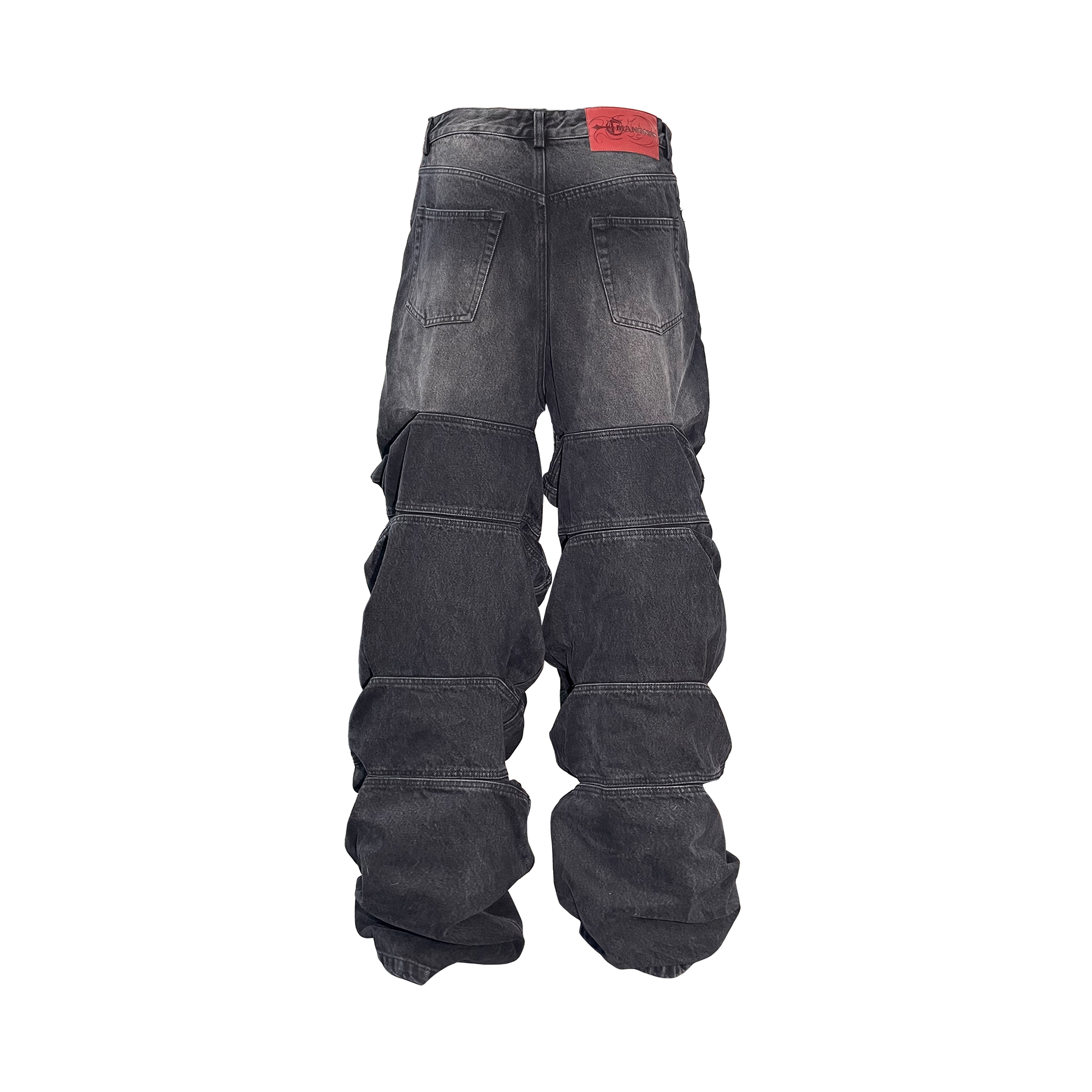 PCCVISION Distressed Wrinkled Stacked Baggy Jeans-Jeans-XS-Free Shipping Leatheretro