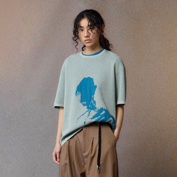 ALVNG AR ANTS Portrait Graphic Open-Knit T Shirt-T Shirt-S-Green-Free Shipping Leatheretro