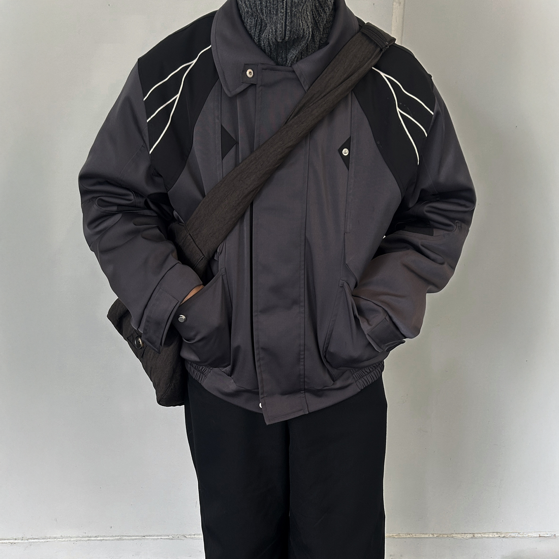 ESAIAS Satin Contrast Panel Puffer Jacket-Jacket-S-Free Shipping Leatheretro