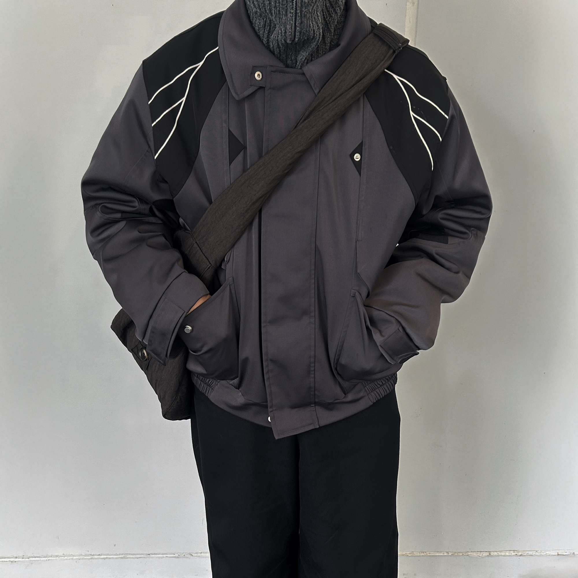 ESAIAS Satin Contrast Panel Puffer Jacket-Jacket-S-Free Shipping Leatheretro