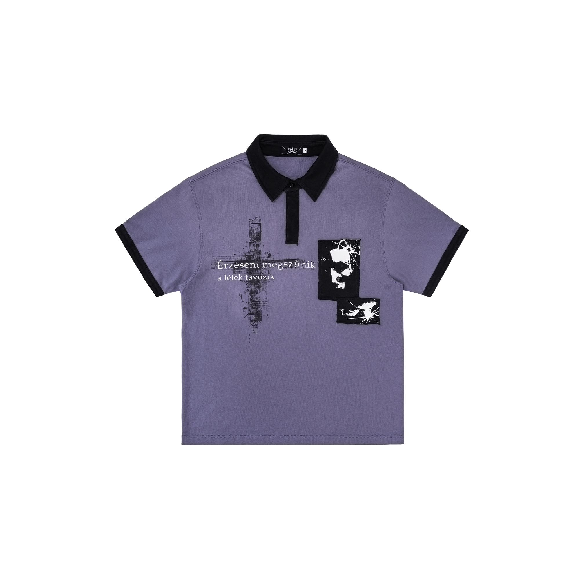 ESAIAS Washed Portrait Cross Graphic Polo Shirt-T Shirt-S-Free Shipping Leatheretro