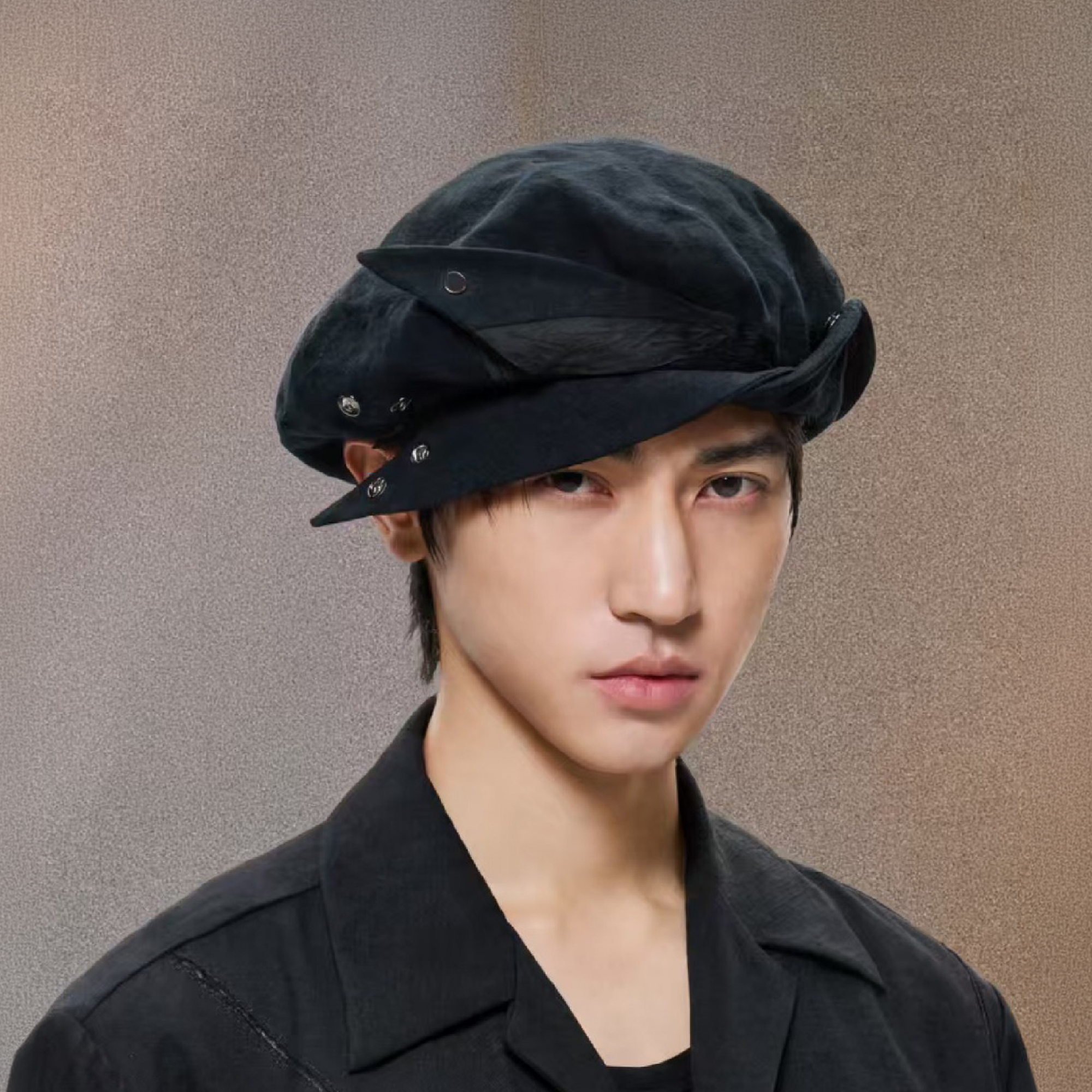 ALVNG AR ANTS Deconstructed Adjustable Newsboy Cap-Hat, Cap, Beanie-Black-Free Shipping Leatheretro