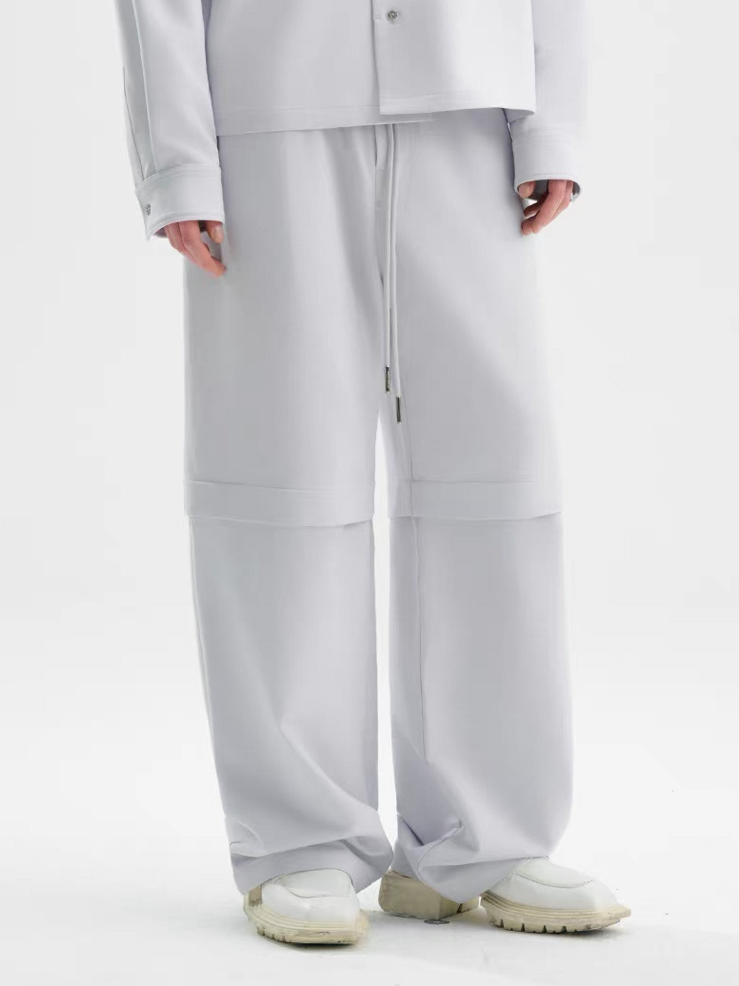 TIWILLTANG Detachable Drawstring Straight-Leg Pants-Pants-S-White-Free Shipping Leatheretro