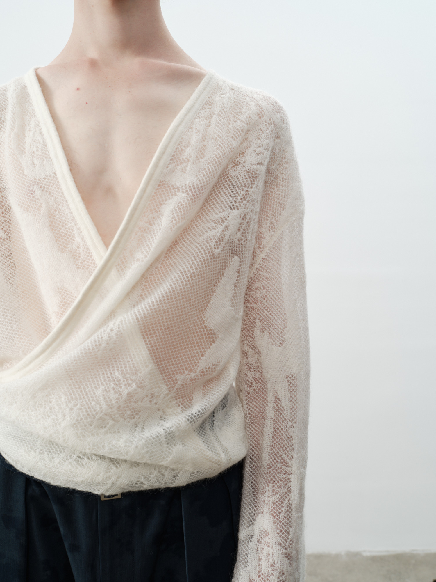 GRAINMUSTARD Alpaca Openwork Jacquard Wrap Long-Sleeve Tee-L/S Tee-One Size-Free Shipping Leatheretro